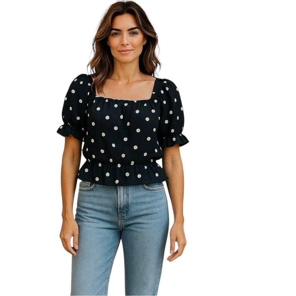 H&M Black and White Polka Dot Blouse - NWT
